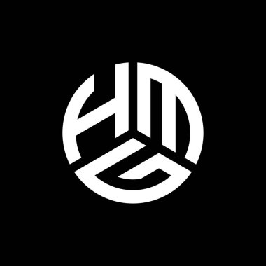 Beyaz arkaplanda HMG harf logosu tasarımı. HMG yaratıcı harflerin baş harfleri logo kavramı. HMG harf tasarımı.