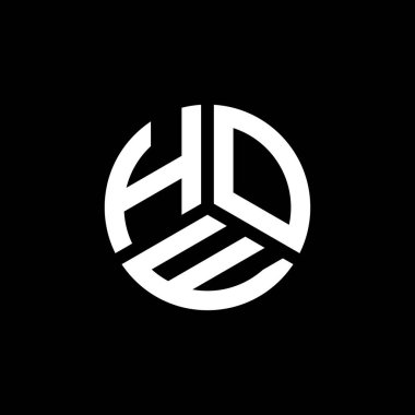 Beyaz arka planda HOE harf logosu tasarımı. UE yaratıcı harflerin baş harfleri logo kavramı. HOE harf tasarımı.