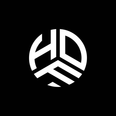 Beyaz arkaplanda HOF harf logosu tasarımı. Yaratıcı harflerin baş harfleri logo konsepti. HOF harf tasarımı.