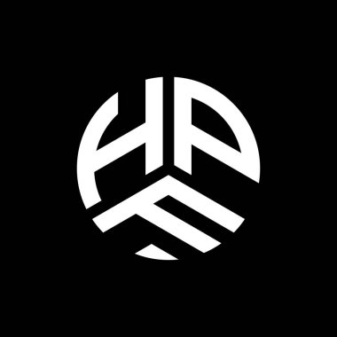 Beyaz arkaplanda HPF harf logosu tasarımı. HPF yaratıcı harflerin baş harfleri logo kavramı. HPF harf tasarımı.