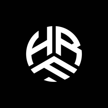 Beyaz arka planda HRF harf logosu tasarımı. HRF yaratıcı harflerin baş harfleri logo kavramı. HRF harf tasarımı.