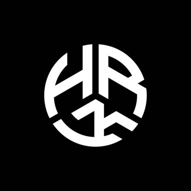 Beyaz arka planda HRK harf logosu tasarımı. HRK yaratıcı harflerin baş harfleri logo kavramı. HRK harf tasarımı.