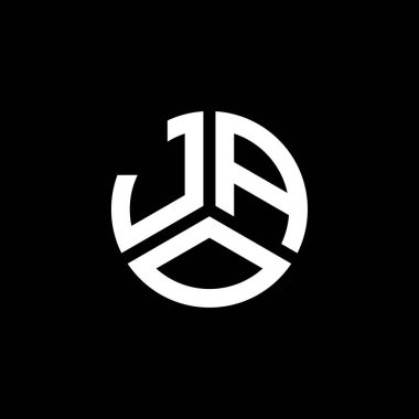 Beyaz arka planda JAO harf logosu tasarımı. JAO yaratıcı harflerin baş harfleri logo kavramı. JAO harf tasarımı.