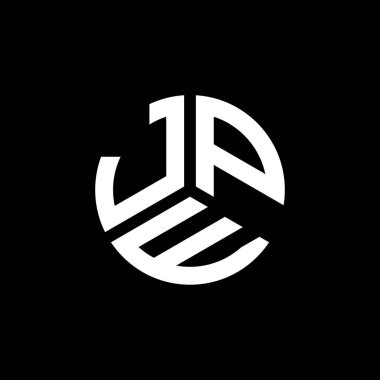 Siyah arka planda JPE harf logosu tasarımı. JPE yaratıcı harflerin baş harfleri logo kavramı. JPE harf tasarımı.