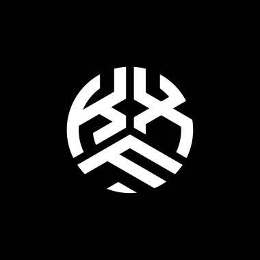 Siyah arkaplanda KXF harf logosu tasarımı. KXF yaratıcı harflerin baş harfleri logo kavramı. KXF harf tasarımı.