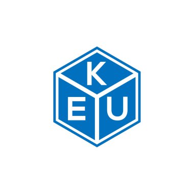 Siyah arkaplan üzerine KEU harf logosu tasarımı. KEU yaratıcı harflerin baş harfleri logo kavramı. KEU mektup tasarımı.