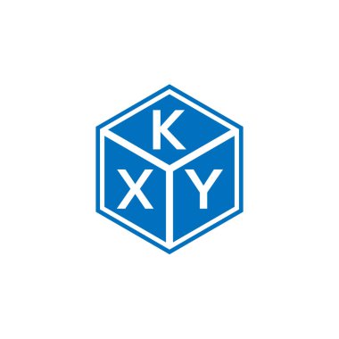 Siyah arkaplanda KXY harf logosu tasarımı. KXY yaratıcı harflerin baş harfleri logo kavramı. KXY harf tasarımı.