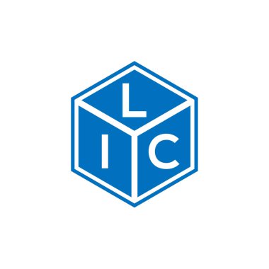 Siyah arkaplanda LIC harf logosu tasarımı. LIC yaratıcı harf logosu konsepti. LIC harf tasarımı.