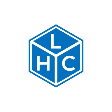 Siyah arkaplanda LHC harf logosu tasarımı. BHÇ yaratıcı harflerin baş harfleri logo konsepti. LHC harf tasarımı.