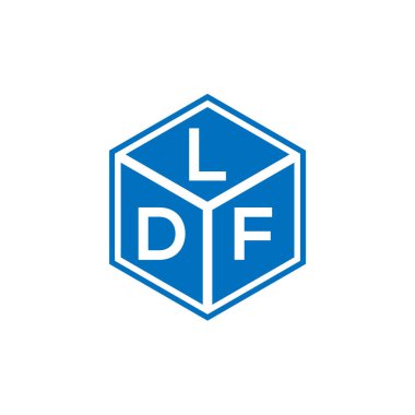 Siyah arkaplanda LDF harf logosu tasarımı. LDF yaratıcı harflerin baş harfleri logo kavramı. LDF harf tasarımı.