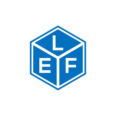 Siyah arkaplanda LEF harf logosu tasarımı. LEF yaratıcı harflerin baş harfleri logo kavramı. LEF harf tasarımı.