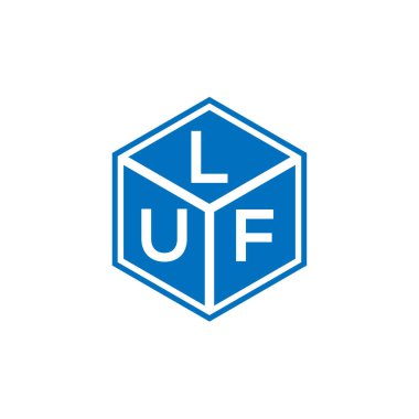 LUF harfi logo tasarımı siyah arka planda. LUF yaratıcı harflerin baş harfleri logo kavramı. LUF harf tasarımı.