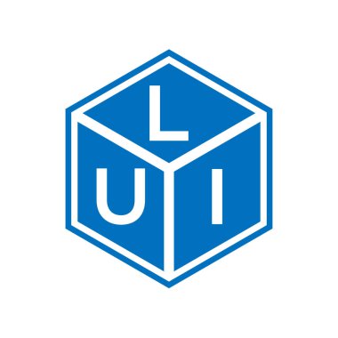 Siyah arka planda LUI harf logosu tasarımı. LUI yaratıcı harfler logosu konsepti. LUI harf tasarımı.