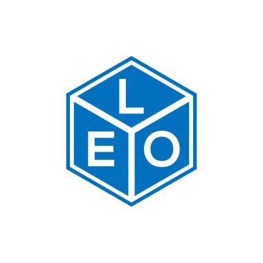 Siyah arkaplanda LEO harf logosu tasarımı. LEO yaratıcı harflerin baş harfleri logo kavramı. LEO harf tasarımı.