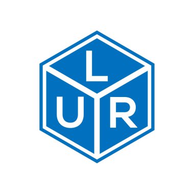 Siyah arkaplanda LUR harf logosu tasarımı. LUR yaratıcı harflerin baş harfleri logo kavramı. LUR harf tasarımı.