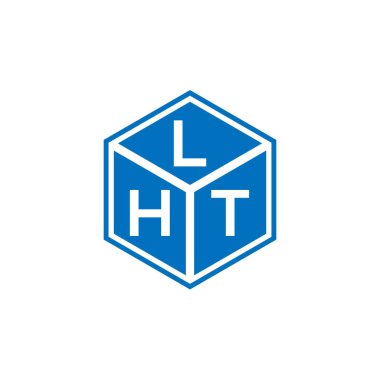 Siyah arkaplanda LHT harf logosu tasarımı. LHT yaratıcı harf logosu konsepti. LHT harf tasarımı.
