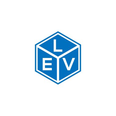 Siyah arkaplanda LEV harf logosu tasarımı. LEV yaratıcı harflerin baş harfleri logo kavramı. LEV harf tasarımı.