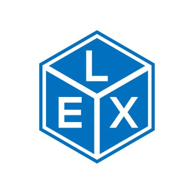 Siyah arkaplanda LEX harfli logo tasarımı. LEX yaratıcı harflerin baş harfleri logo kavramı. LEX harf tasarımı.