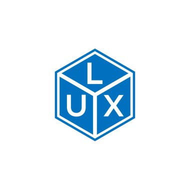 Siyah arkaplanda LUX harf logosu tasarımı. LUX yaratıcı harflerin baş harfleri logo kavramı. LUX harf tasarımı.