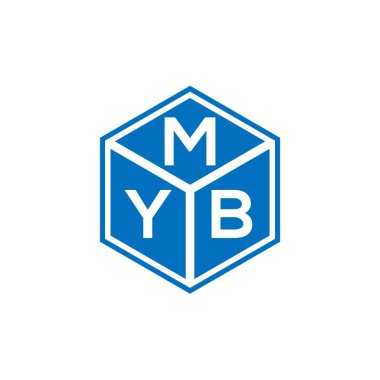 Siyah arka planda MYB harfi logo tasarımı. MYB yaratıcı harflerin baş harfleri logo kavramı. MYB harf tasarımı.