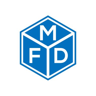Siyah arka planda MFD harf logosu tasarımı. MFD yaratıcı harflerin baş harfleri logo kavramı. MFD harf tasarımı.