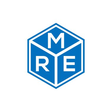Siyah arka planda MRE harf logosu tasarımı. MRE yaratıcı harflerin baş harfleri logo kavramı. MRE harf tasarımı.