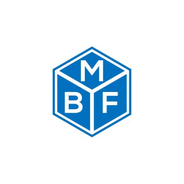 Siyah arkaplanda MBF harf logosu tasarımı. MBF yaratıcı harflerin baş harfleri logo kavramı. MBF harf tasarımı.