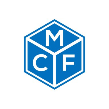 Siyah arka planda MCF harf logosu tasarımı. MCF yaratıcı harflerin baş harfleri logo kavramı. MCF harf tasarımı.