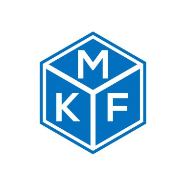 Siyah arkaplanda MKF harf logosu tasarımı. MKF yaratıcı harflerin baş harfleri logo kavramı. MKF harf tasarımı.