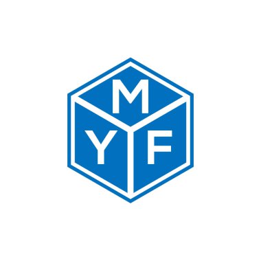 Siyah arka planda MYF harf logosu tasarımı. MYF yaratıcı harflerin baş harfleri logo kavramı. MYF harf tasarımı.