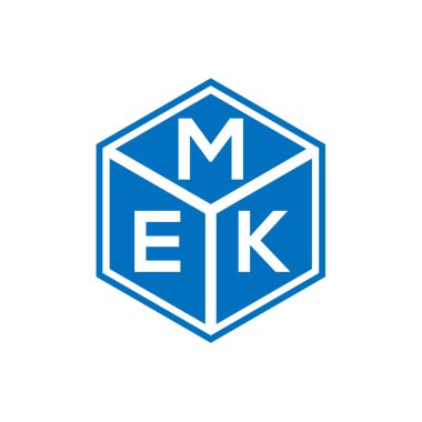 Siyah arkaplanda MEK harf logosu tasarımı. MEK yaratıcı harflerin baş harfleri logo kavramı. MEK harf tasarımı.