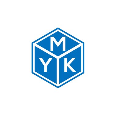 Siyah arka planda MYK harf logosu tasarımı. MYK yaratıcı harflerin baş harfleri logo kavramı. MYK harf tasarımı.