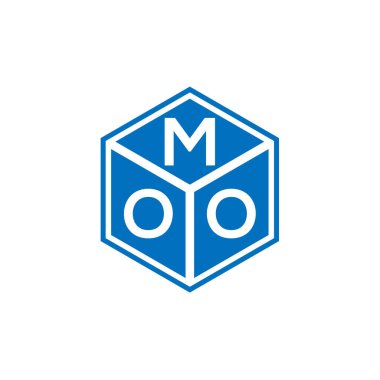Siyah arka planda MOO harf logosu tasarımı. Moo yaratıcı harf logosu konsepti. MOO harf tasarımı.