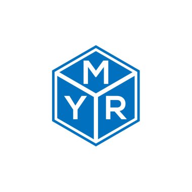 Siyah arka planda MYR harf logosu tasarımı. MYR yaratıcı harflerin baş harfleri logo kavramı. MYR harf tasarımı.