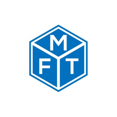 Siyah arka planda MFT harf logosu tasarımı. MFT yaratıcı harflerin baş harfleri logo kavramı. MFT harf tasarımı.