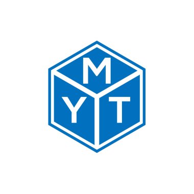 Siyah arka planda MYT harf logosu tasarımı. MYT yaratıcı harflerin baş harfleri logo kavramı. MYT harf tasarımı.