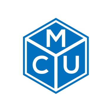 Siyah arka planda MCU harf logosu tasarımı. MCU yaratıcı harflerin baş harfleri logo kavramı. MCU harf tasarımı.