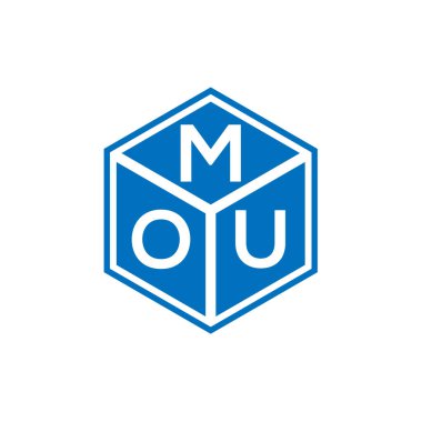 MOU harf logosu tasarımı siyah arka planda. MOU yaratıcı harflerin baş harfleri logo kavramı. MOU harf tasarımı.