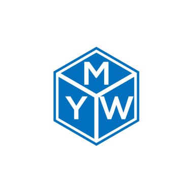 Siyah arka planda MYW harf logosu tasarımı. MYW yaratıcı harflerin baş harfleri logo kavramı. MYW harf tasarımı.
