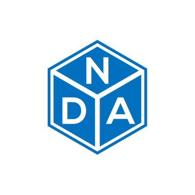 Siyah arkaplan üzerine NDA harf logosu tasarımı. NDA yaratıcı harfler logosu konsepti. NDA harf tasarımı.
