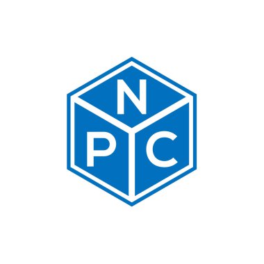 Siyah arka planda NPC harf logosu tasarımı. NPC yaratıcı harflerin baş harfleri logo kavramı. NPC harf tasarımı.