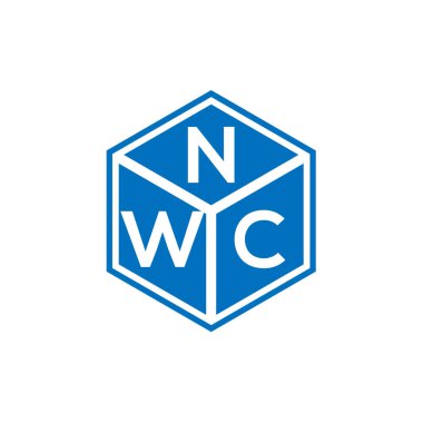 Siyah arka planda NWC harf logosu tasarımı. NWC yaratıcı harf logosu konsepti. NWC harf tasarımı.