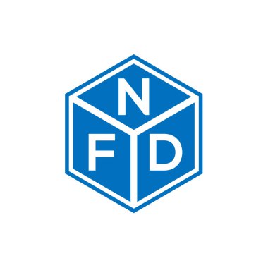 Siyah arka planda NFD harf logosu tasarımı. NFD yaratıcı harflerin baş harfleri logo konsepti. NFD harf tasarımı.