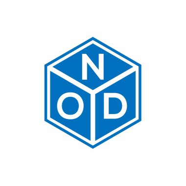 Siyah arka planda NOD harf logosu tasarımı. NOD yaratıcı harflerin baş harfleri logo kavramı. NOD harf tasarımı.
