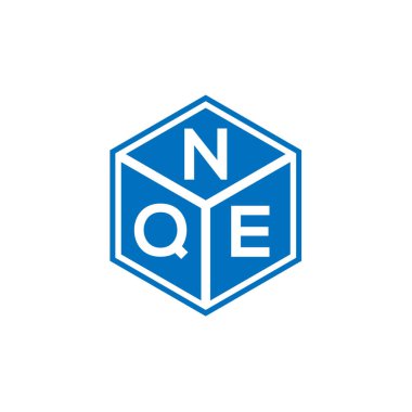 Siyah arka planda NQE harf logosu tasarımı. NQE yaratıcı harflerin baş harfleri logo kavramı. NQE harf tasarımı.