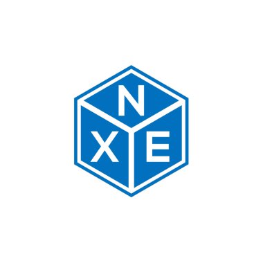 Siyah arkaplanda NXE harf logosu tasarımı. NXE yaratıcı harflerin baş harfleri logo kavramı. NXE harf tasarımı.