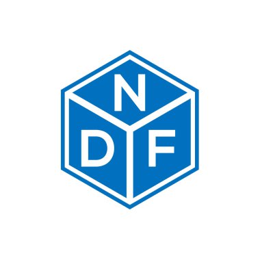 Siyah arka planda NDF harf logosu tasarımı. NDF yaratıcı harflerin baş harfleri logo kavramı. NDF harf tasarımı.