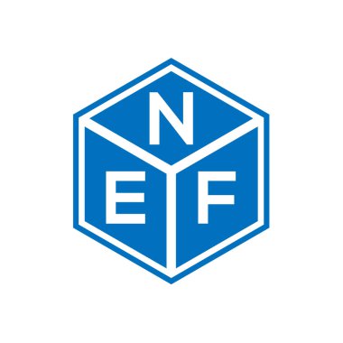 Siyah arka planda NEF harf logosu tasarımı. NEF yaratıcı harflerin baş harfleri logo kavramı. NEF harf tasarımı.