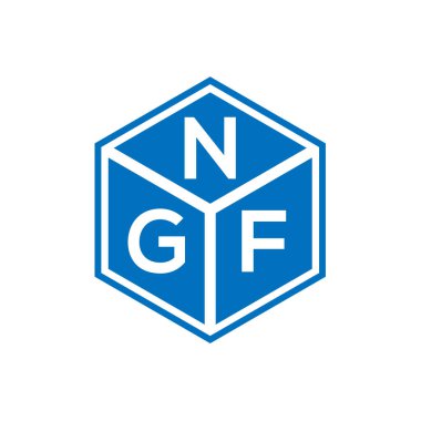 Siyah arka planda NGF harf logosu tasarımı. NGF yaratıcı harflerin baş harfleri logo kavramı. NGF harf tasarımı.