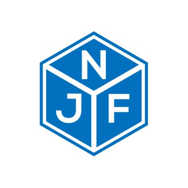 Siyah arka planda NJF harf logosu tasarımı. NJF yaratıcı harf logosu konsepti. NJF harf tasarımı.